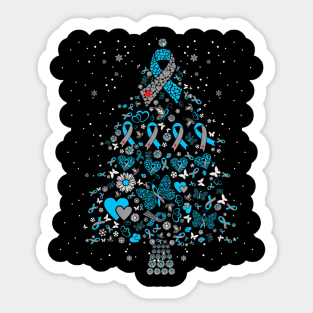 Diabetes Tree Ribbon Christmas Sticker